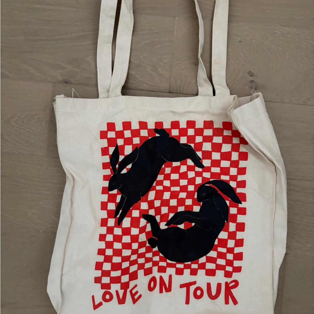 Harry Styles MSG Love On Tour Canvas Tote Bag - Cream and Red